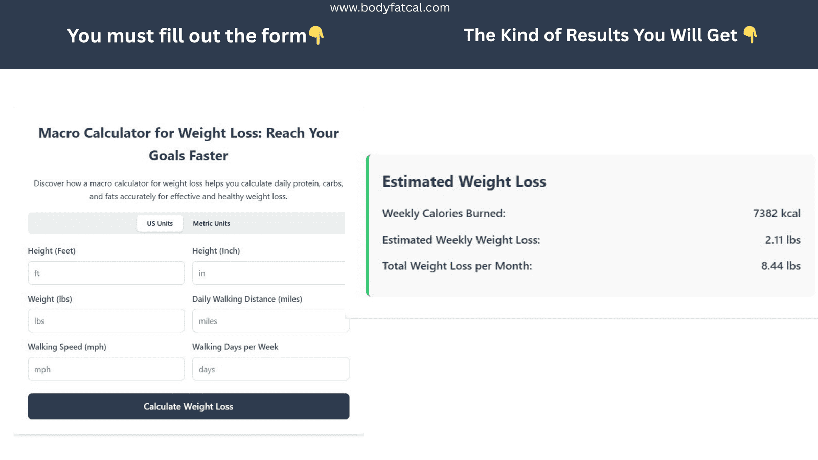 Weight Loss Calorie Calculator